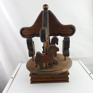 Sankyo Wooden Carved Musical Carousel Horses